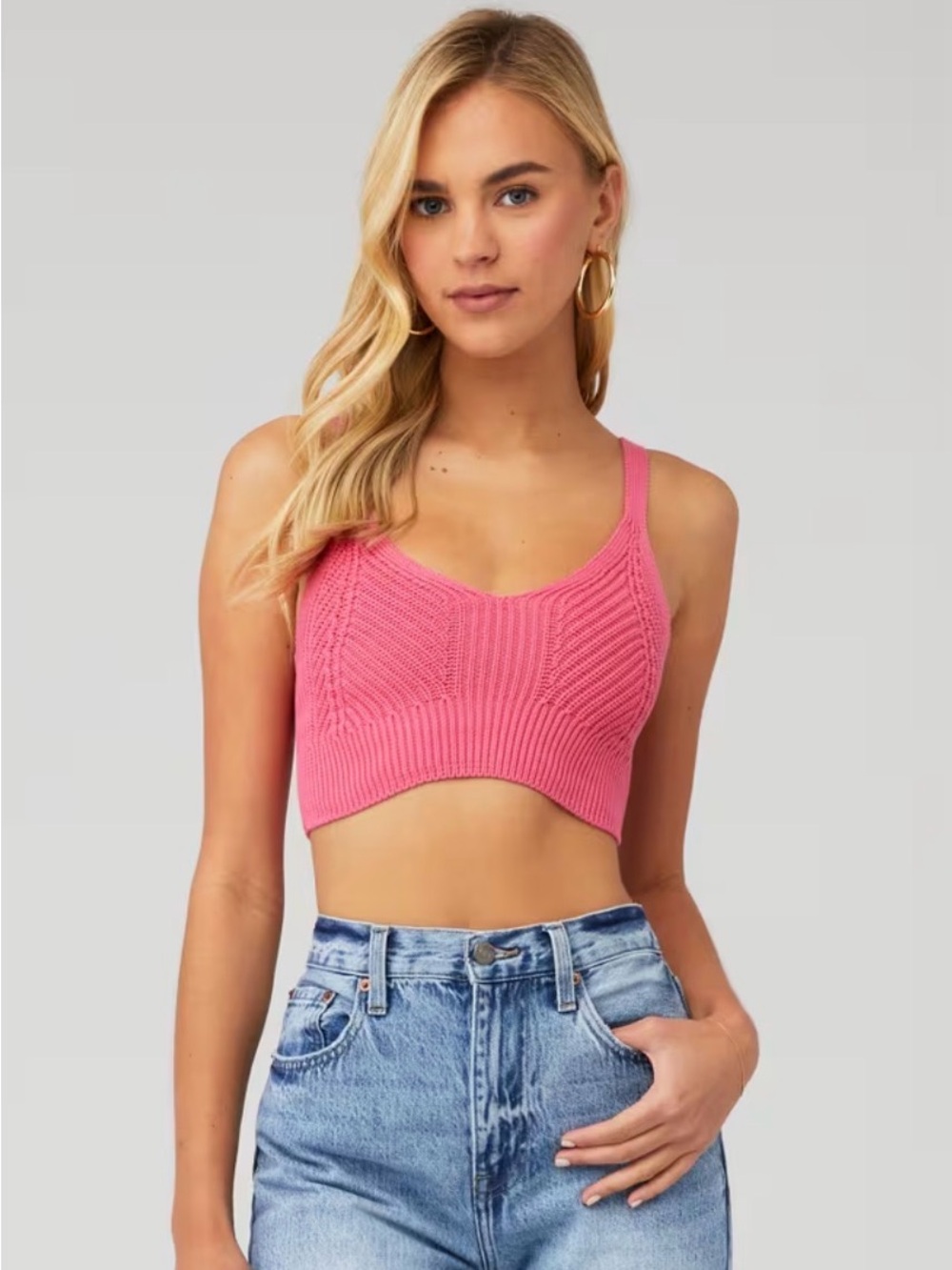 Pistola Women's Pink Cropped Knit Tank Bralette - Medium
